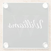 Personalisiertes Monogramm und Name Schwarz Glasuntersetzer (Rückseite)
