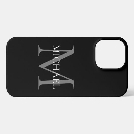Personalisiertes Monogramm und Name Schwarz iPhone Hülle (Rückseite (Horizontal))