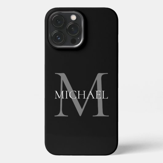 Personalisiertes Monogramm und Name Schwarz iPhone Hülle (Rückseite)