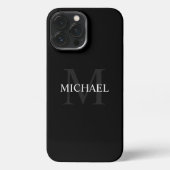 Personalisiertes Monogramm und Name Schwarz iPhone Hülle (Rückseite)
