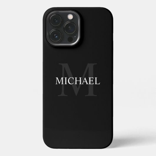 Personalisiertes Monogramm und Name Schwarz iPhone Hülle (Rückseite)