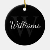 Personalisiertes Monogramm und Name Schwarz Keramik Ornament (Vorne)