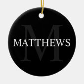 Personalisiertes Monogramm und Name Schwarz Keramik Ornament (Vorne)