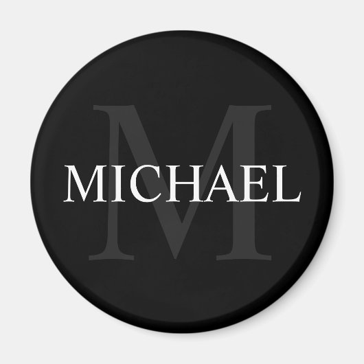 Personalisiertes Monogramm und Name Schwarz Magnet (Vorne)