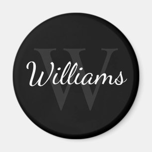 Personalisiertes Monogramm und Name Schwarz Magnet