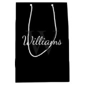 Personalisiertes Monogramm und Name Schwarz Mittlere Geschenktüte (Vorderseite)