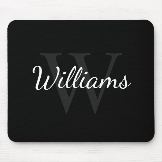 Personalisiertes Monogramm und Name Schwarz Mousepad (Vorne)