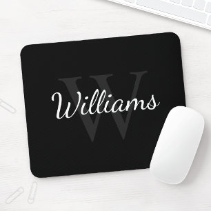Personalisiertes Monogramm und Name Schwarz Mousepad