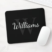 Personalisiertes Monogramm und Name Schwarz Mousepad