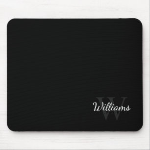 Personalisiertes Monogramm und Name Schwarz Mousepad