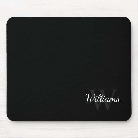Personalisiertes Monogramm und Name Schwarz Mousepad (Vorne)