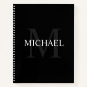 Personalisiertes Monogramm und Name Schwarz Notizblock (Vorderseite)