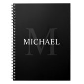 Personalisiertes Monogramm und Name Schwarz Notizblock (Vorderseite)