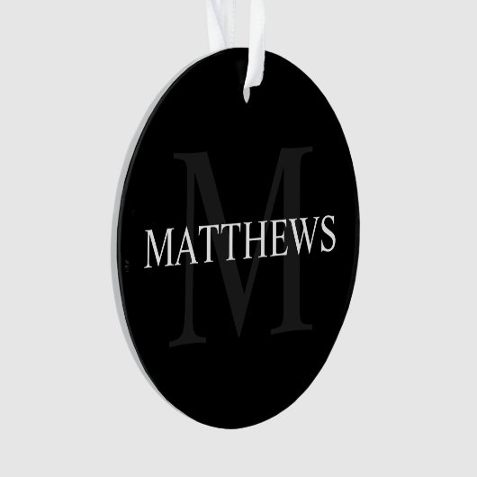 Personalisiertes Monogramm und Name Schwarz Ornament (Vorderseite)