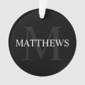 Personalisiertes Monogramm und Name Schwarz Ornament (Vorderseite)