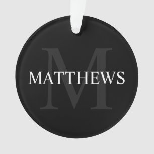 Personalisiertes Monogramm und Name Schwarz Ornament