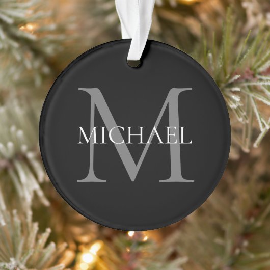 Personalisiertes Monogramm und Name Schwarz Ornament (Baum)