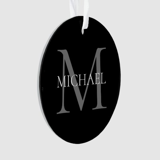 Personalisiertes Monogramm und Name Schwarz Ornament (Vorderseite)