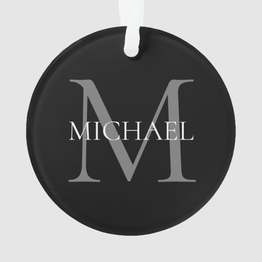 Personalisiertes Monogramm und Name Schwarz Ornament (Rückseite)