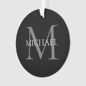 Personalisiertes Monogramm und Name Schwarz Ornament (Vorderseite)