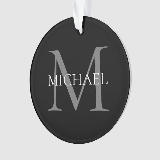 Personalisiertes Monogramm und Name Schwarz Ornament (Vorderseite)