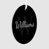 Personalisiertes Monogramm und Name Schwarz Ornament (Vorderseite)
