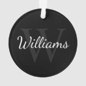 Personalisiertes Monogramm und Name Schwarz Ornament (Rückseite)