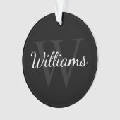Personalisiertes Monogramm und Name Schwarz Ornament (Vorderseite)