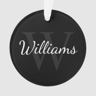 Personalisiertes Monogramm und Name Schwarz Ornament