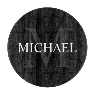 Personalisiertes Monogramm und Name Schwarz Schneidebrett