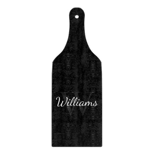 Personalisiertes Monogramm und Name Schwarz Schneidebrett (Vorderseite)