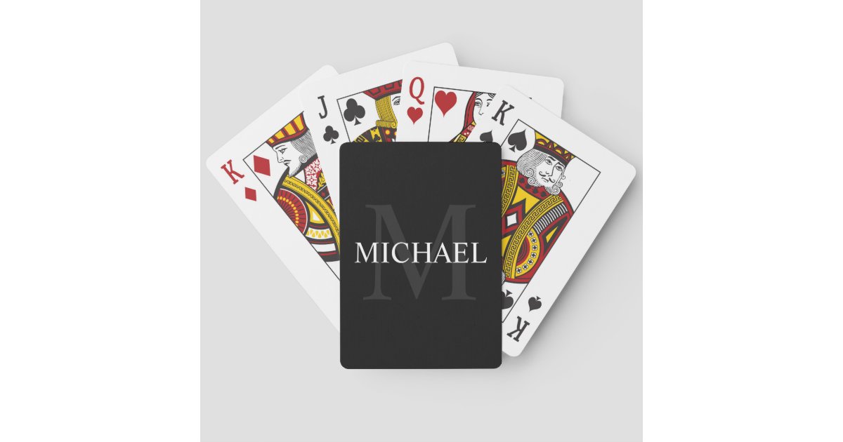 Personalisiertes Monogramm Und Name Schwarz Spielkarten Zazzle De