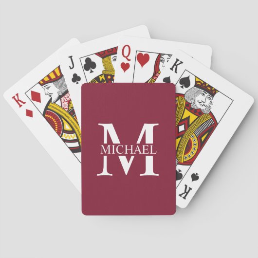 Personalisiertes Monogramm und Name Spielkarten (Rückseite)