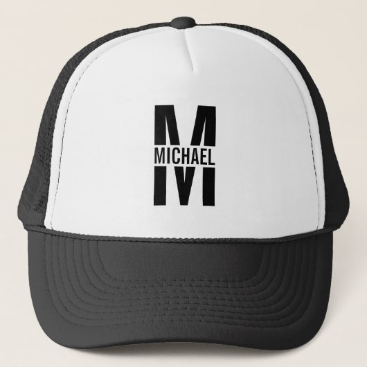 Personalisiertes Monogramm und Name Trucker Hat Truckerkappe (Vorderseite)