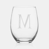 Personalisiertes Monogramm und Name Weinglas Ohne Stiel (Rückseite)