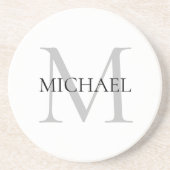 Personalisiertes Monogramm und Name weiß Getränkeuntersetzer (Vorne)