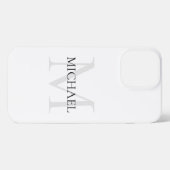 Personalisiertes Monogramm und Name weiß iPhone Hülle (Rückseite (Horizontal))