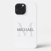Personalisiertes Monogramm und Name weiß iPhone Hülle (Rückseite)