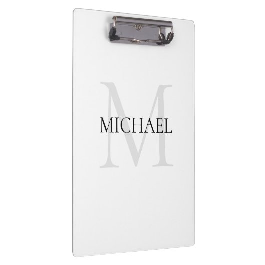Personalisiertes Monogramm und Name weiß Klemmbrett (Rechts)