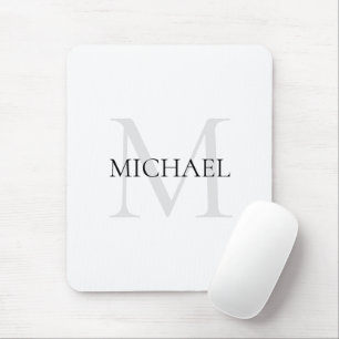 Personalisiertes Monogramm und Name weiß Mousepad