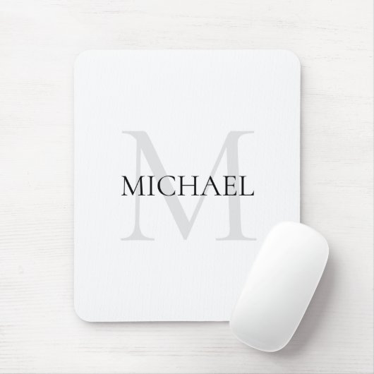 Personalisiertes Monogramm und Name weiß Mousepad (Mit Mouse)