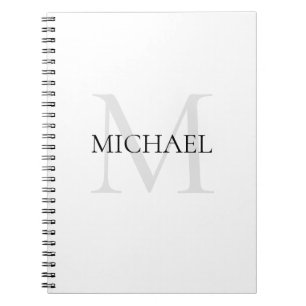 Personalisiertes Monogramm und Name weiß Notizblock