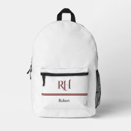Personalisiertes Monogramm und Name Weißes Graues  Bedruckter Rucksack