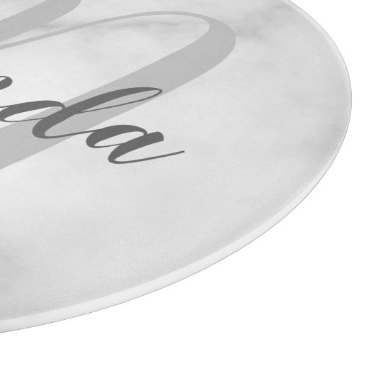 Personalisiertes Monogramm und Namensmarben Schneidebrett (Ecke)