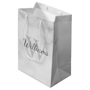 Personalisiertes Monogramm- und Namensmarmorbild Mittlere Geschenktüte