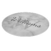 Personalisiertes Monogramm- und Namensmarmorbild Schneidebrett (Ecke)