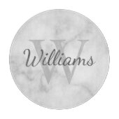 Personalisiertes Monogramm- und Namensmarmorbild Schneidebrett (Vorderseite)