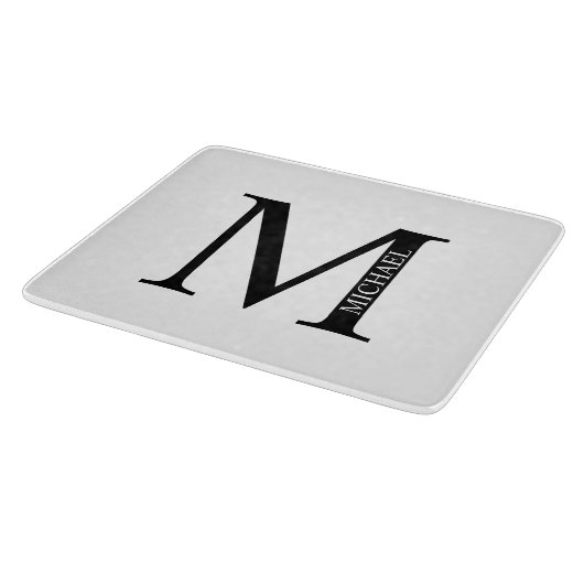 Personalisiertes Monogramm und Namenszuschnitt Schneidebrett (Ecke)