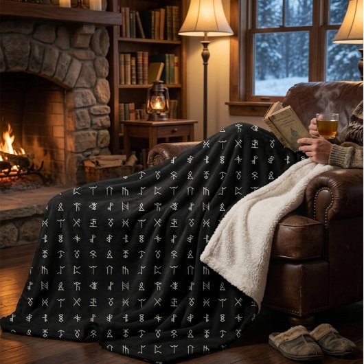 Personalisiertes Monogramm und Runen-Symbol-Blanke Sherpadecke