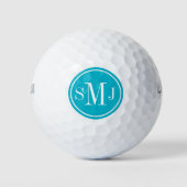 Personalisiertes Monogramm und Scuba Blue Frame Golfball (Vorderseite)